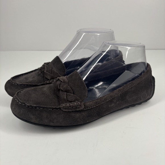 Born Kasa Women's US 6M Dark Gray Brown Suede Leather Moc Toe Loafers Comfort - Picture 1 of 16